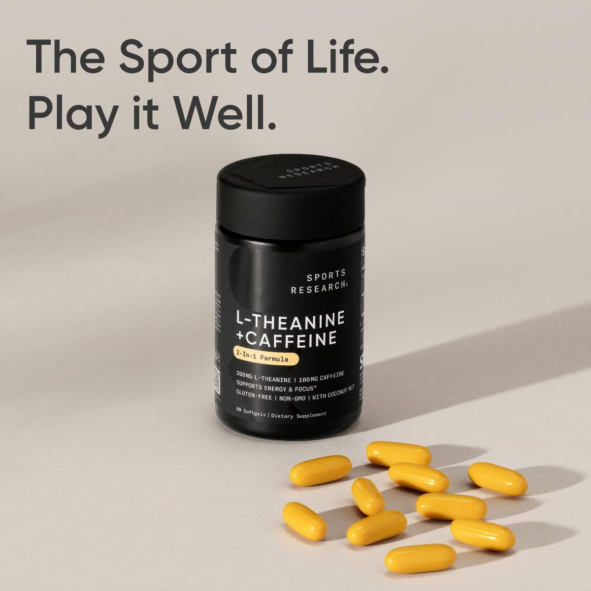 Sports Research Alphawave and PurCaf icons on ingredient panel.