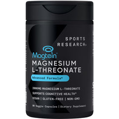 Sports Research Magnesium L-Threonate capsules bottle for daily cognitive support potential.