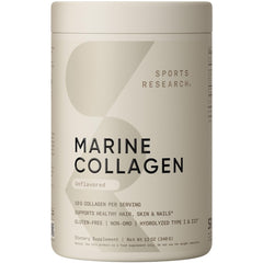 Sports Research Marine Collagen Powder tub front showing 34 servings for daily support