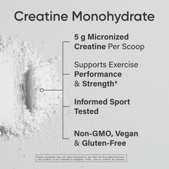 Sports Research micronized creatine powder designed for smooth mixing into shakes and beverages.