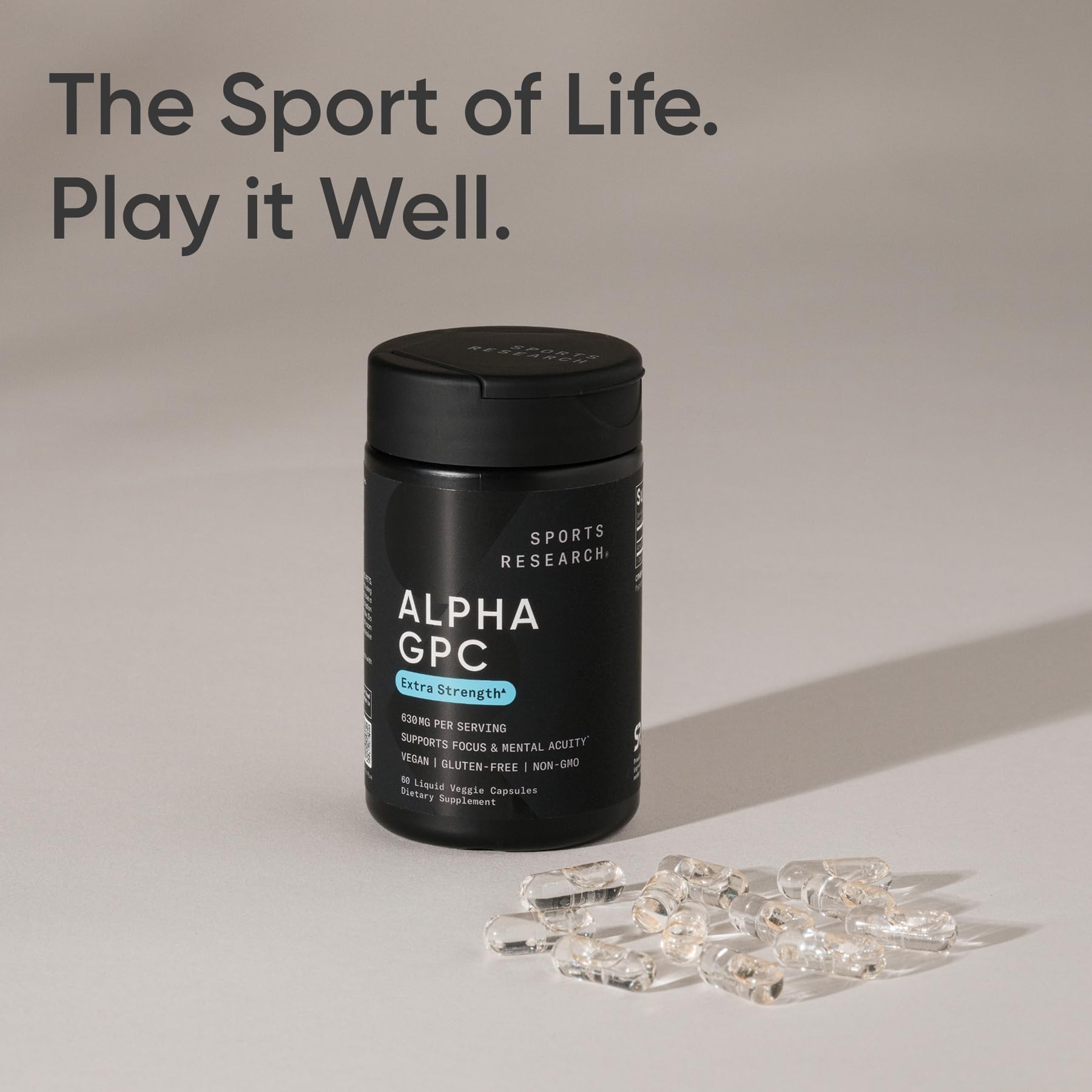 Sports Research Alpha GPC 630mg recommended for morning cognitive tasks