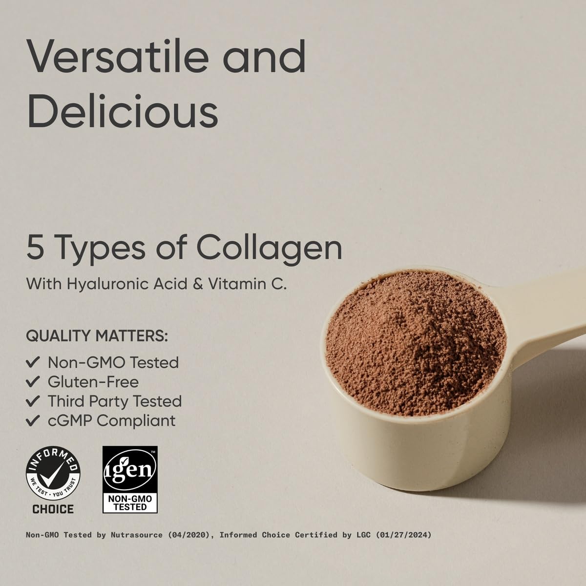 Sports Research chocolate collagen powder dissolves smoothly in coffee