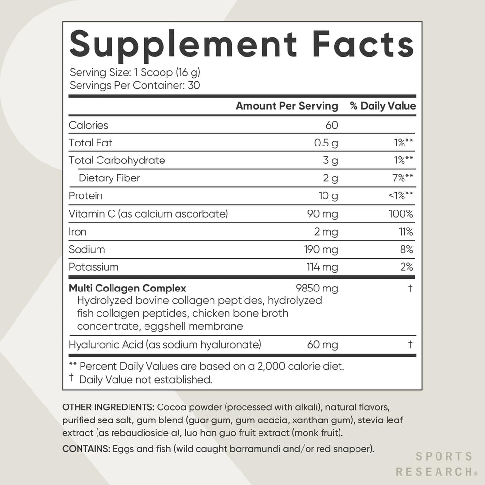 Close-up of the Sports Research label with ingredients