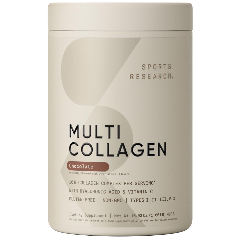 Sports Research multi collagen chocolate powder jar for daily ritual