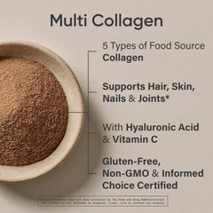 Scoop of Sports Research chocolate collagen beside a glass