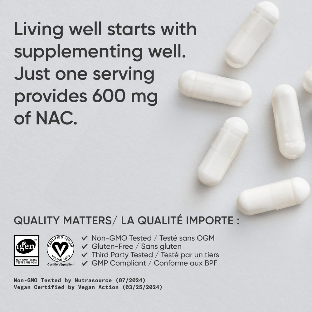 Sports Research NAC vegan-certified label highlights plant-based, cruelty-free formula.