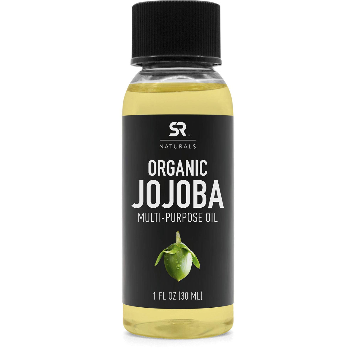 Sports Research Naturals Organic Jojoba Oil 1oz bottle for lightweight skin hydration.