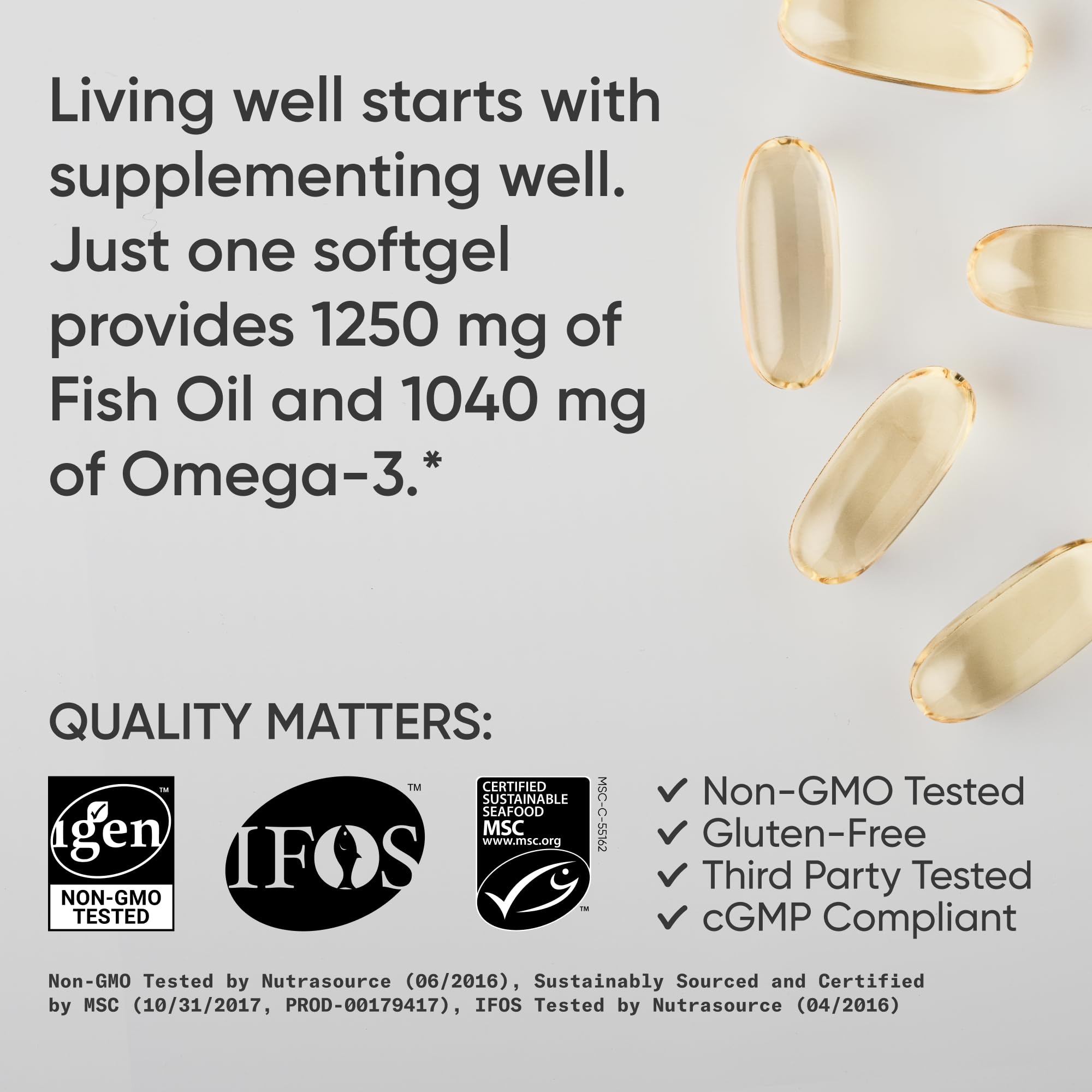 Sports Research Omega-3 1250 bottle on kitchen counter for routine.