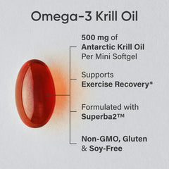 Sports Research Omega-3 Krill Oil bottle back shows ingredients and certifications