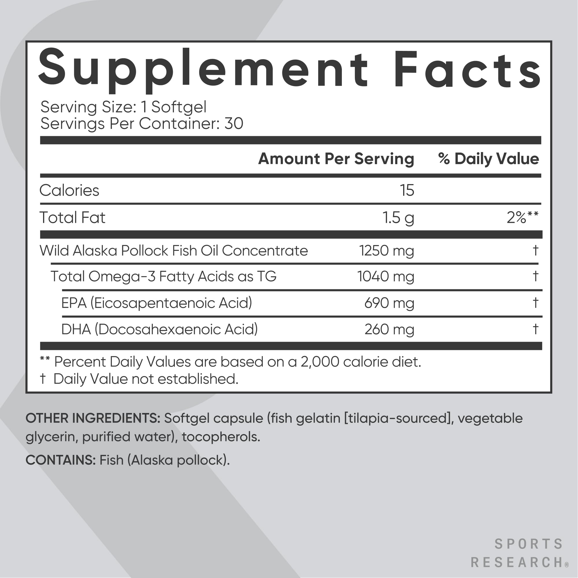 Sports Research Omega-3 MSC IFOS certification badges indicating purity