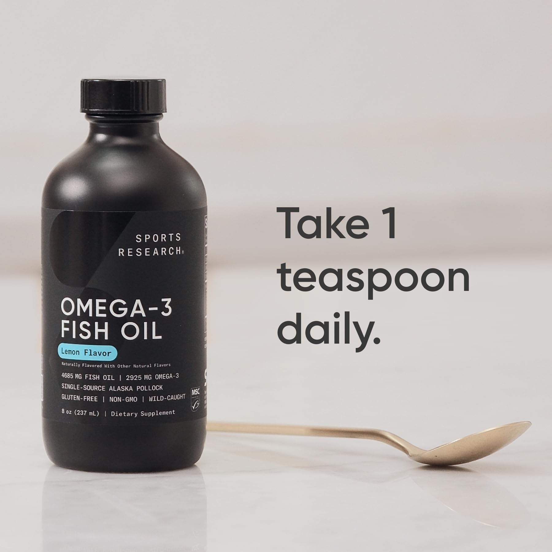 Sports Research Omega-3 serving spoon for straight or mixed servings.