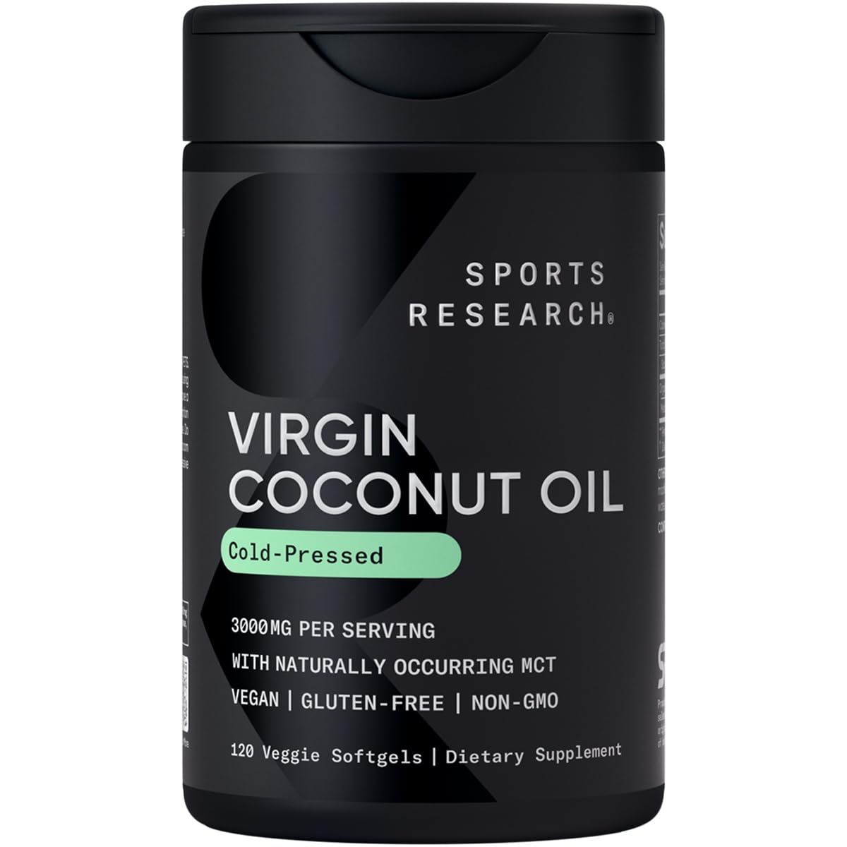 Sports Research Organic Coconut Oil Capsules bottle for convenient daily MCT intake