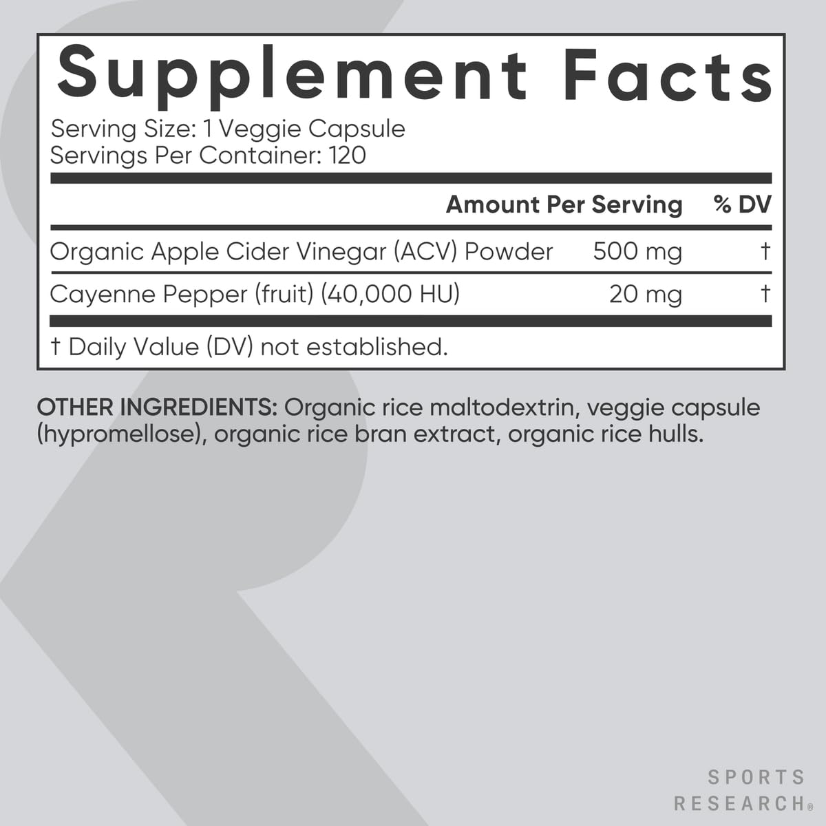 Sports Research organic fermented apple cider bottle highlighting natural sourcing