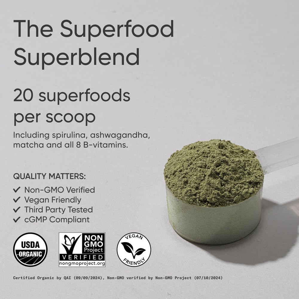 Sports Research Organic Greens original tub emphasizes neutral taste for versatile smoothies
