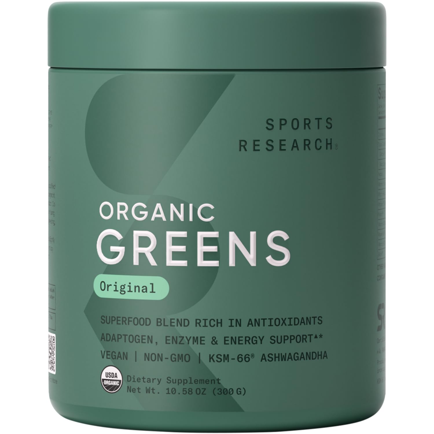 Sports Research Organic Greens Original tub shown for daily wellness