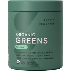 Sports Research Organic Greens Original tub shown for daily wellness