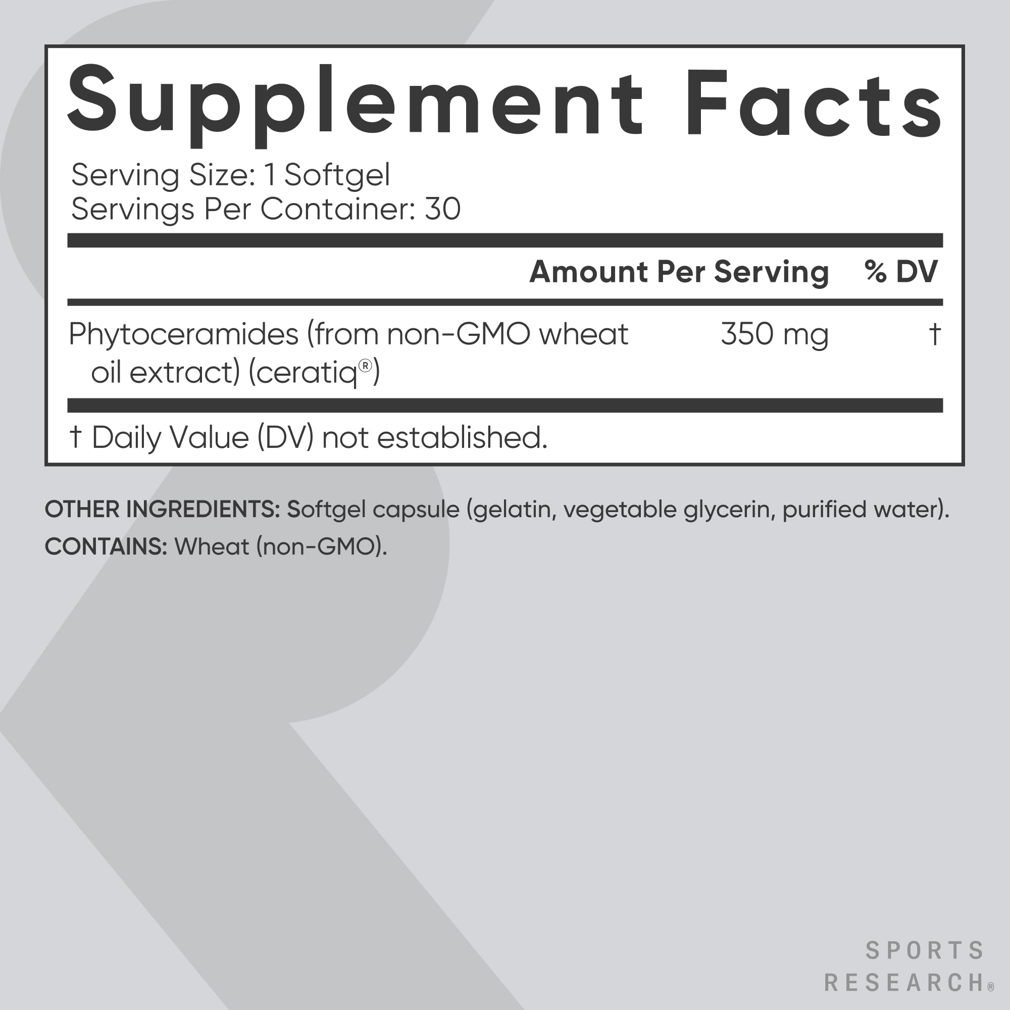 Sports Research Phytoceramides packaging emphasizing premium quality