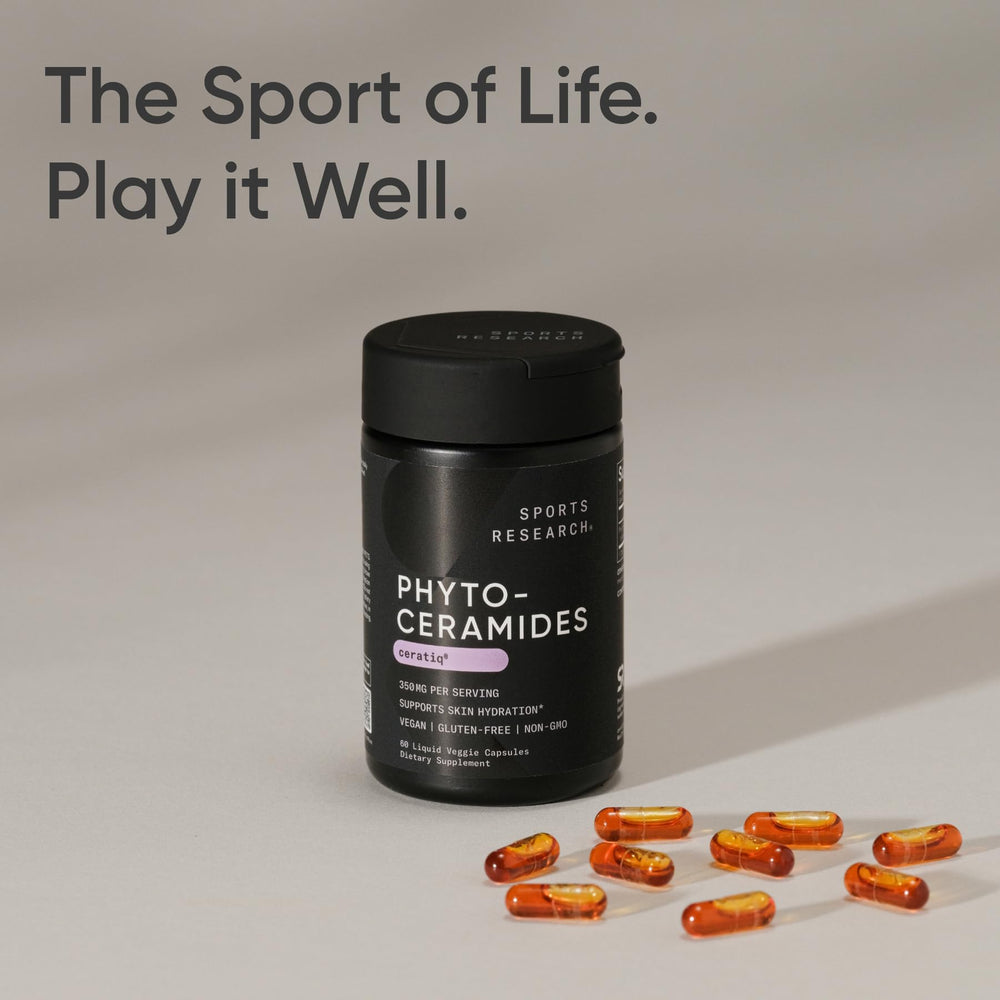 Sports Research Phytoceramides bottle and Ceratiq label emphasize ceramides