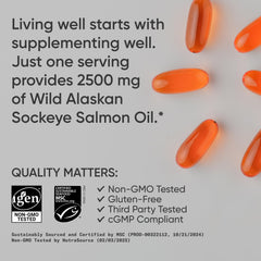 Serving size panel shows 2,500 mg per serving for omega-3 support.