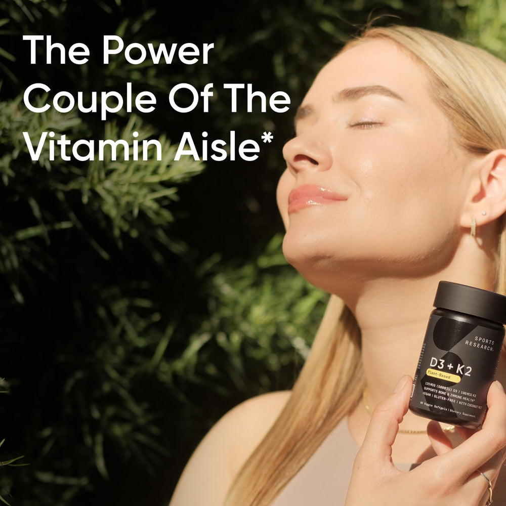Sports Research softgels held in hand, emphasizing portability for on-the-go wellness.