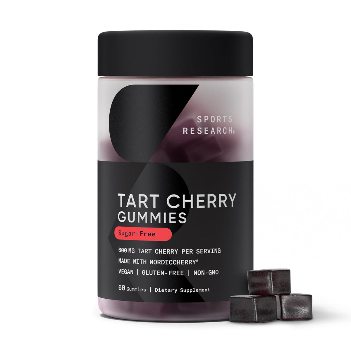 Sports Research Tart Cherry Gummies pack with 60-count bottle for daily use.