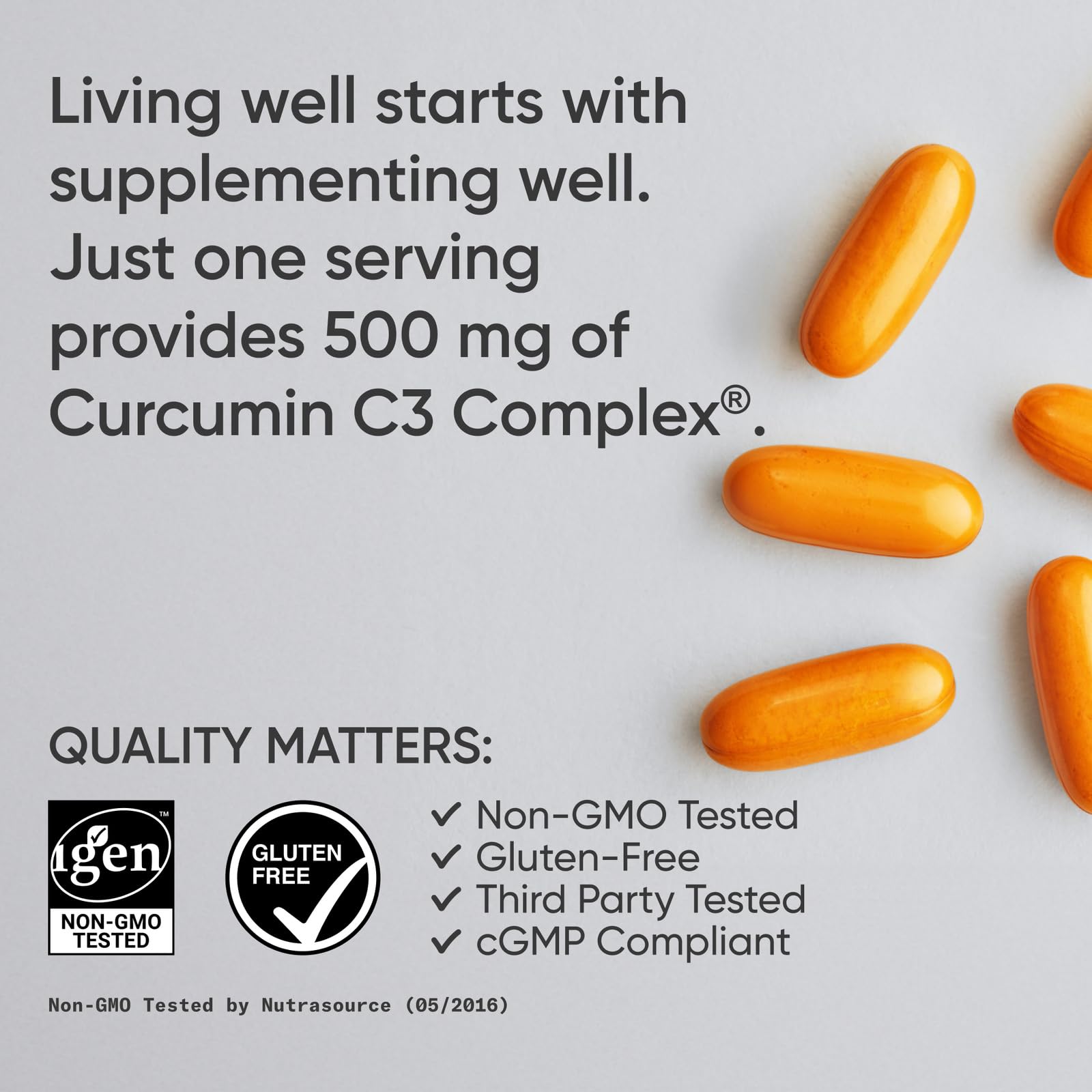 Sports Research Turmeric Curcumin softgels pour illustrates convenient daily dosing.