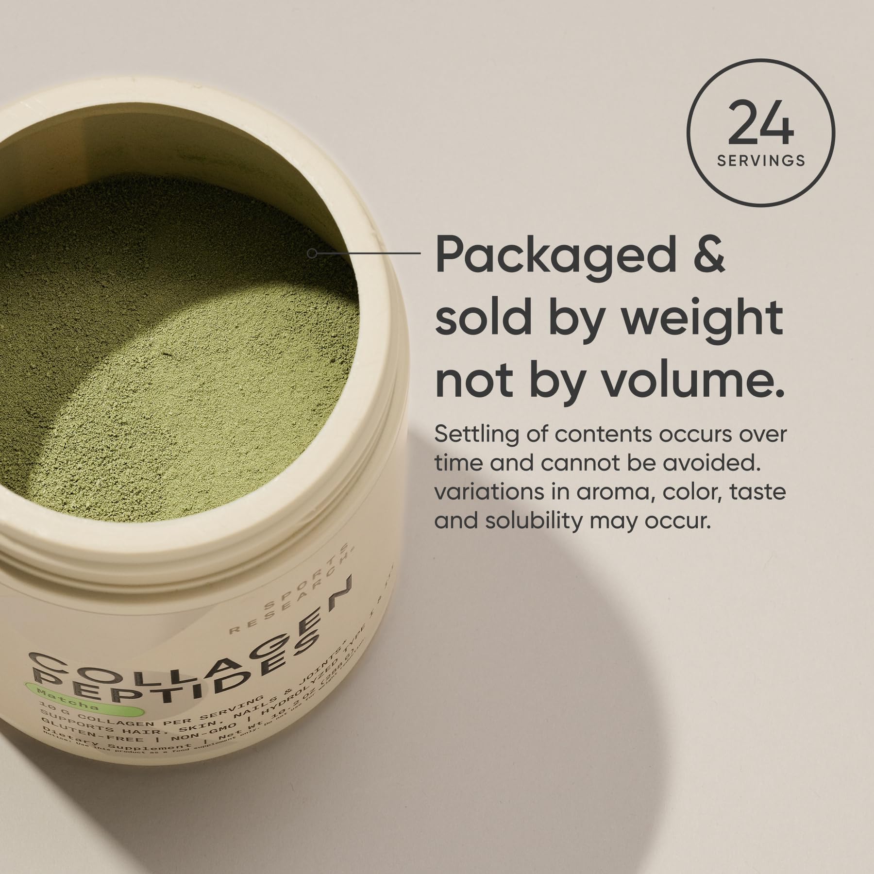 Sports Research collagen ingredients label—10 g collagen and 60 mg caffeine.