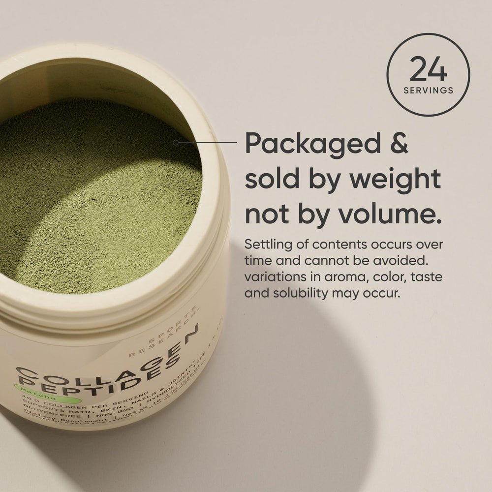 Sports Research collagen ingredients label—10 g collagen and 60 mg caffeine.