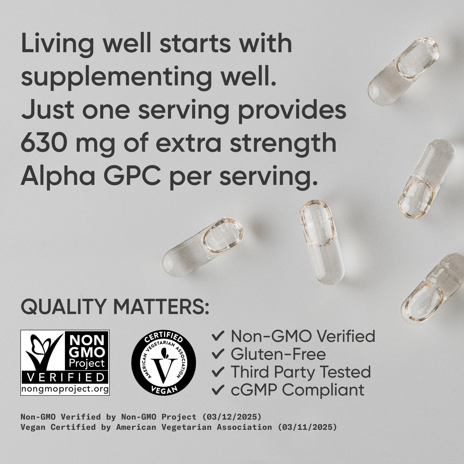 Sports Research vegan-certified logo on bottle indicating plant-based choline support