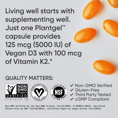 Sports Research vegan D3 K2 bottle on table for daily use