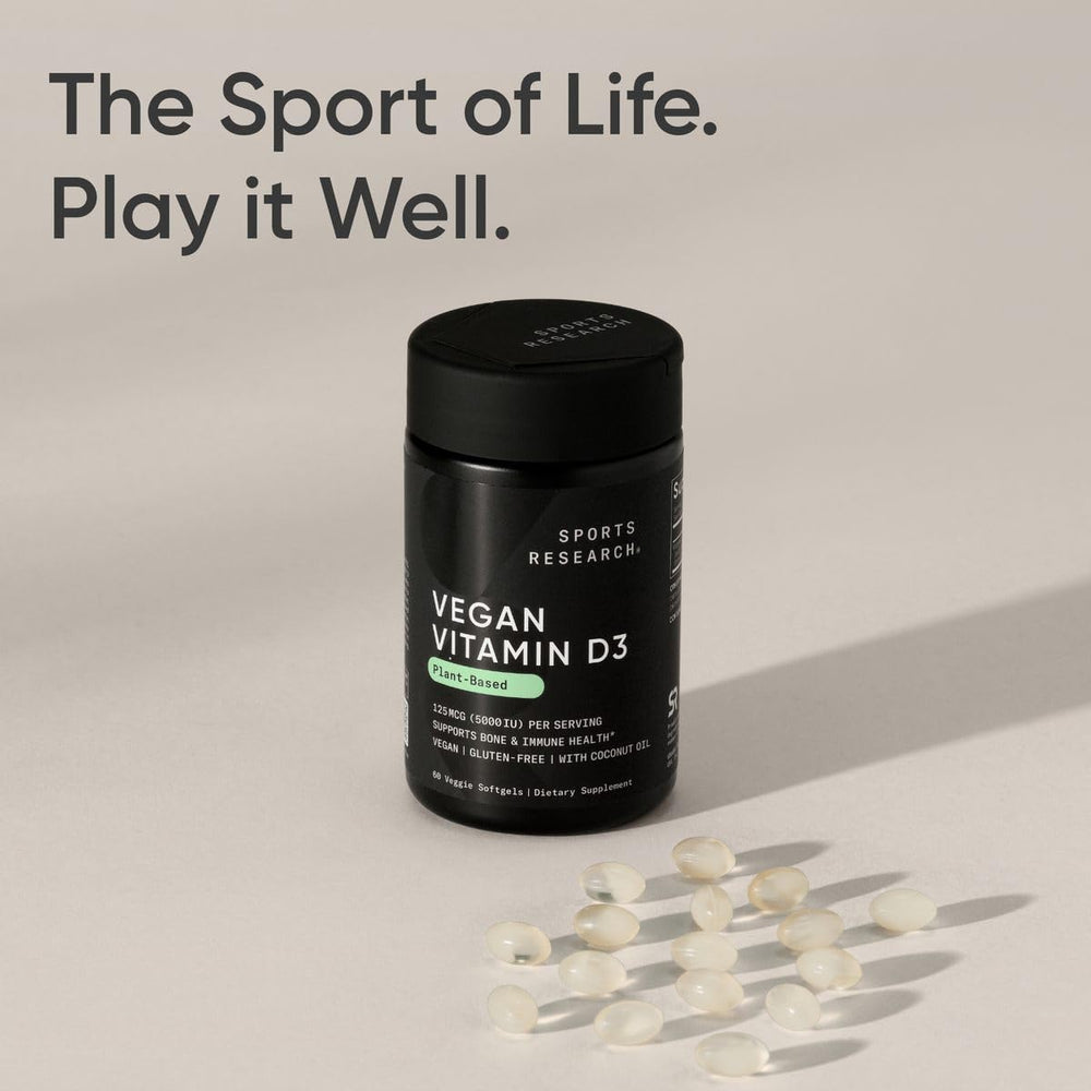 Carrageenan-free label on Sports Research Vitamin D3 packaging