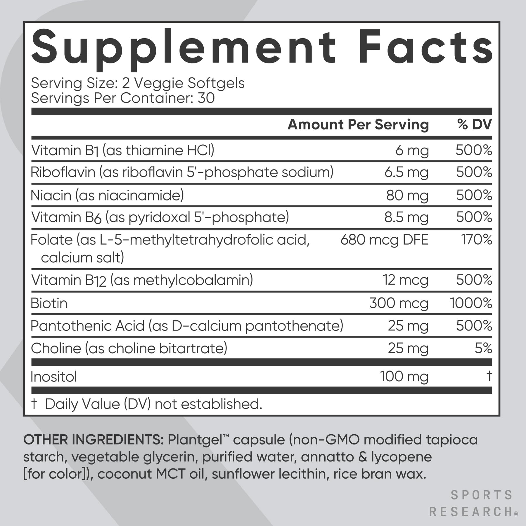 Sunflower lecithin blend featured in Sports Research B-Complex