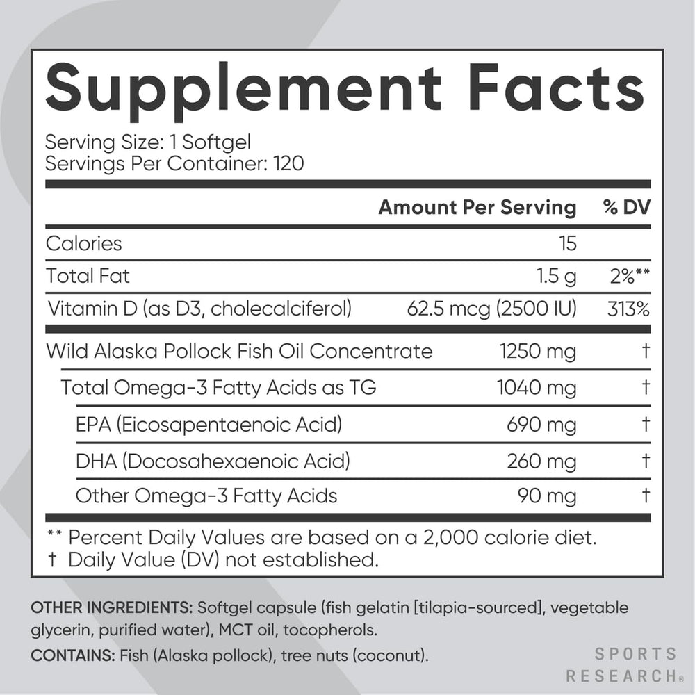 Sports Research Vitamin D3 2500iu bottle label signaling potent daily immune wellness support.