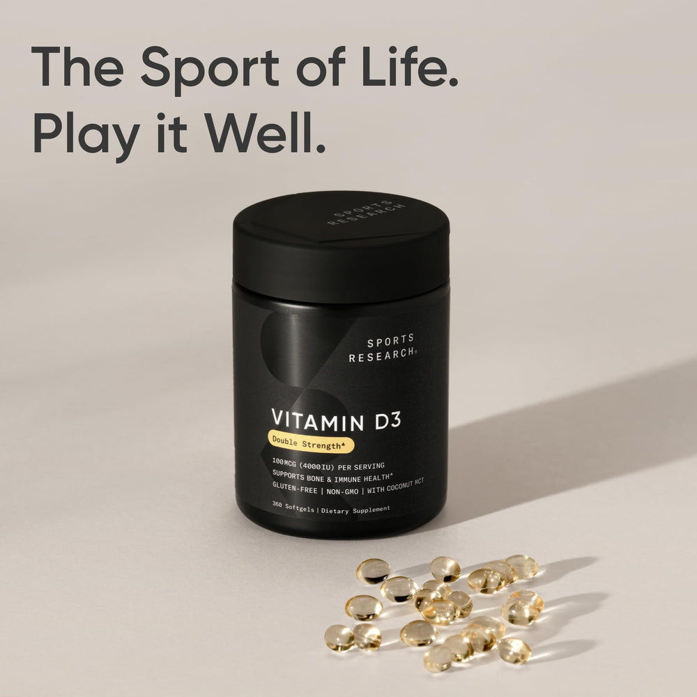 Sports Research Vitamin D3 manufactured in a USA facility label.