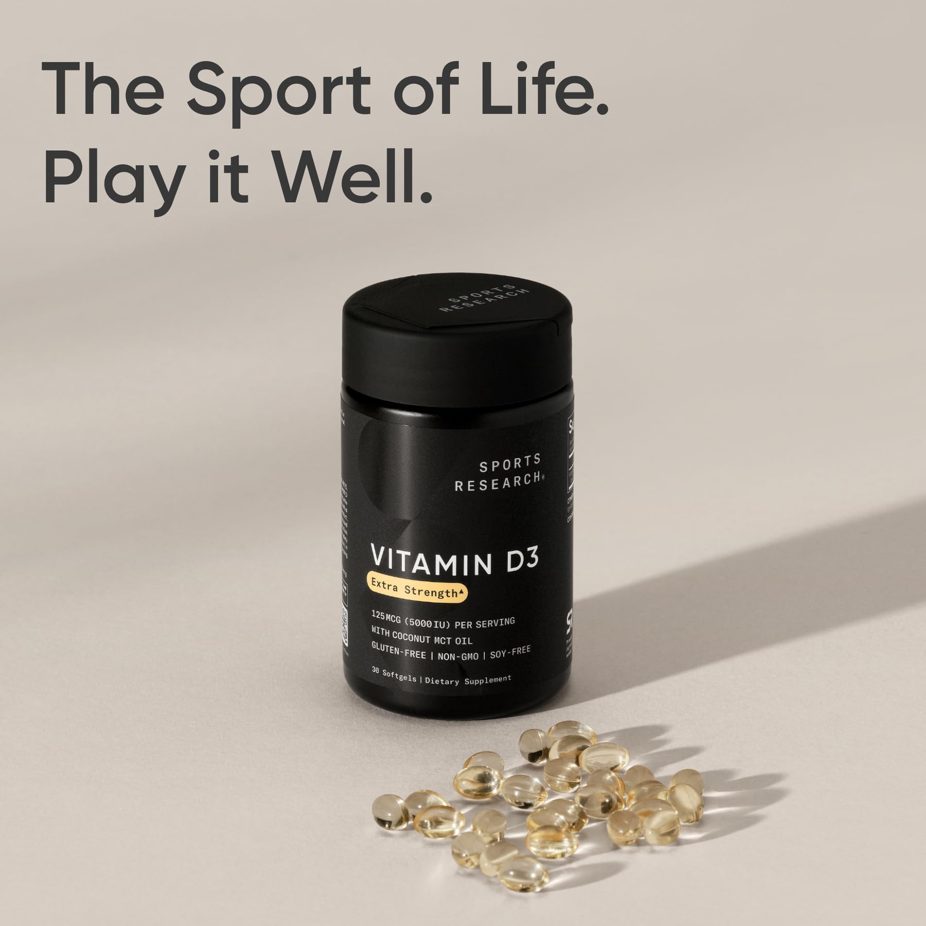 Sports Research Vitamina D3 con aceite de coco: apoyo a la absorción lipídica.