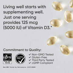 Sports Research Vitamina D3 libre de OGM verificado y respaldado por pruebas de terceros.