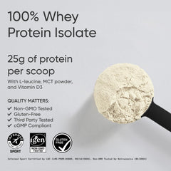 Sports Research Whey Protein Isolate ingredients panel showing non-GMO and gluten-free attributes
