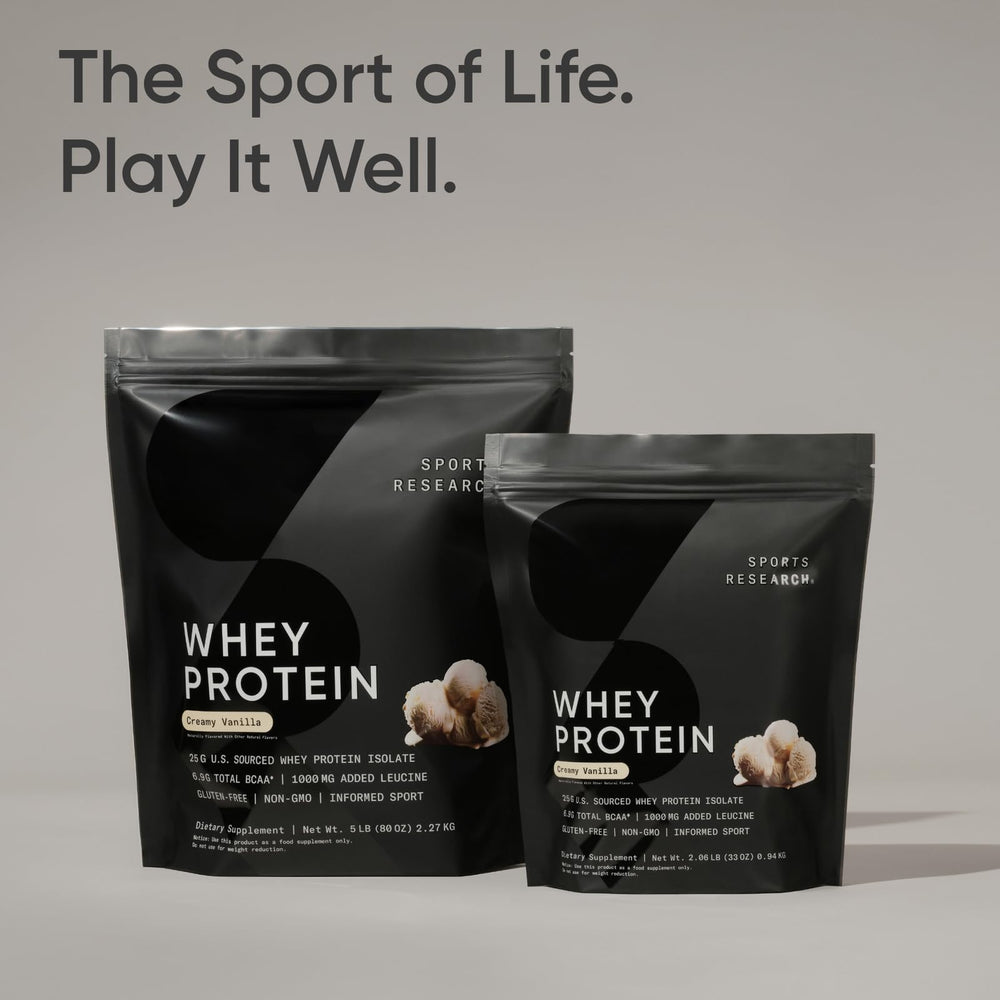 Sports Research whey protein mixed into coffee creamer for a protein boost