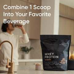 Sports Research Whey Protein Isolate shake in glass highlights creamy texture
