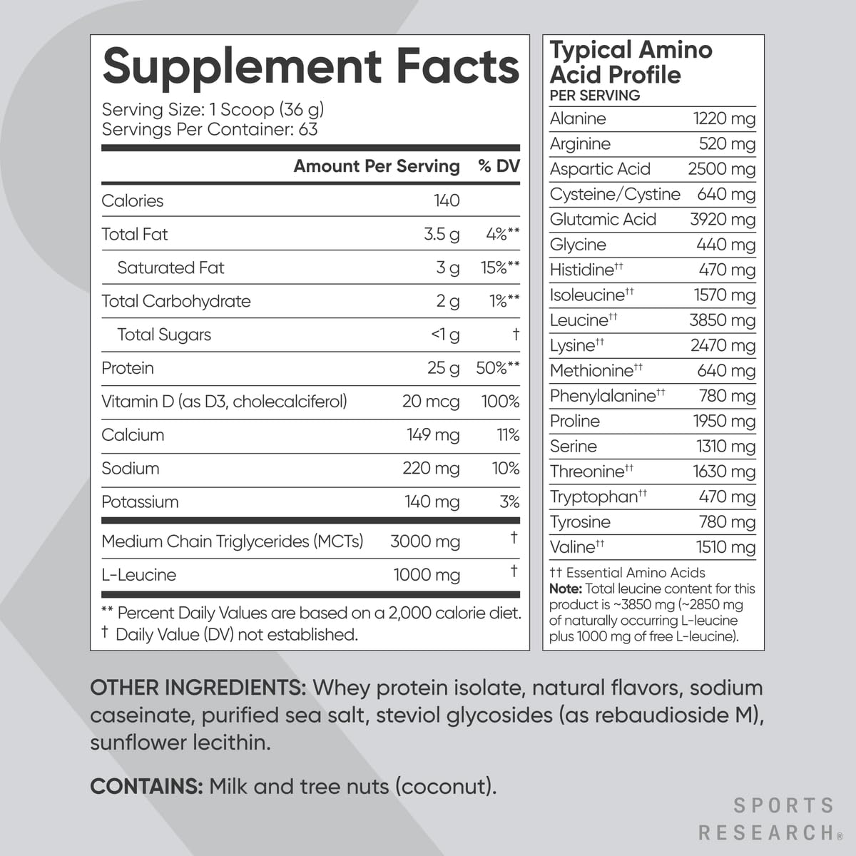 Sports Research Whey Protein Vanilla in coffee creamer illustrates versatile daily use