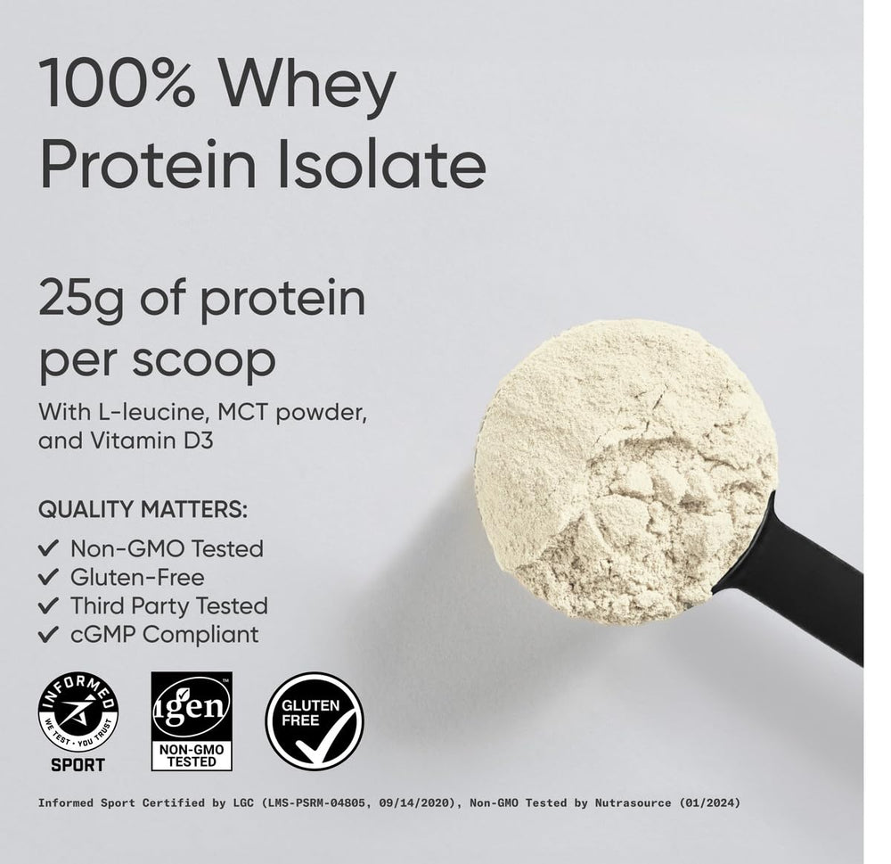 Sports Research Whey Protein Vanilla tub with scoop demonstrates convenient serving