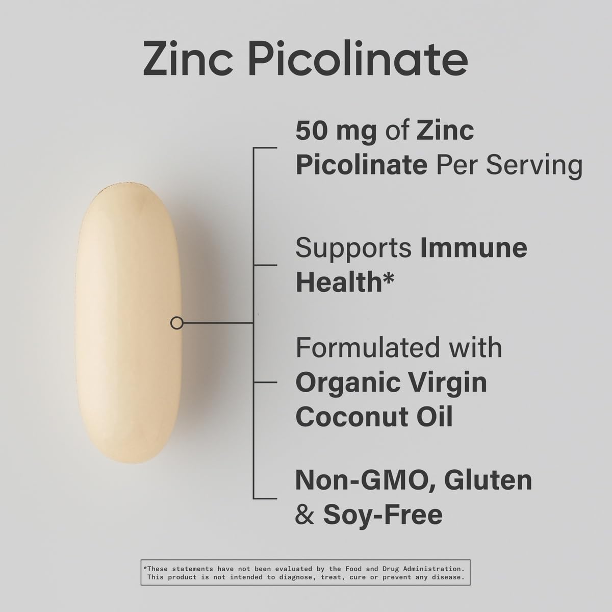 Sports Research Zinc Picolinate softgels in amber bottle for easy swallowing.