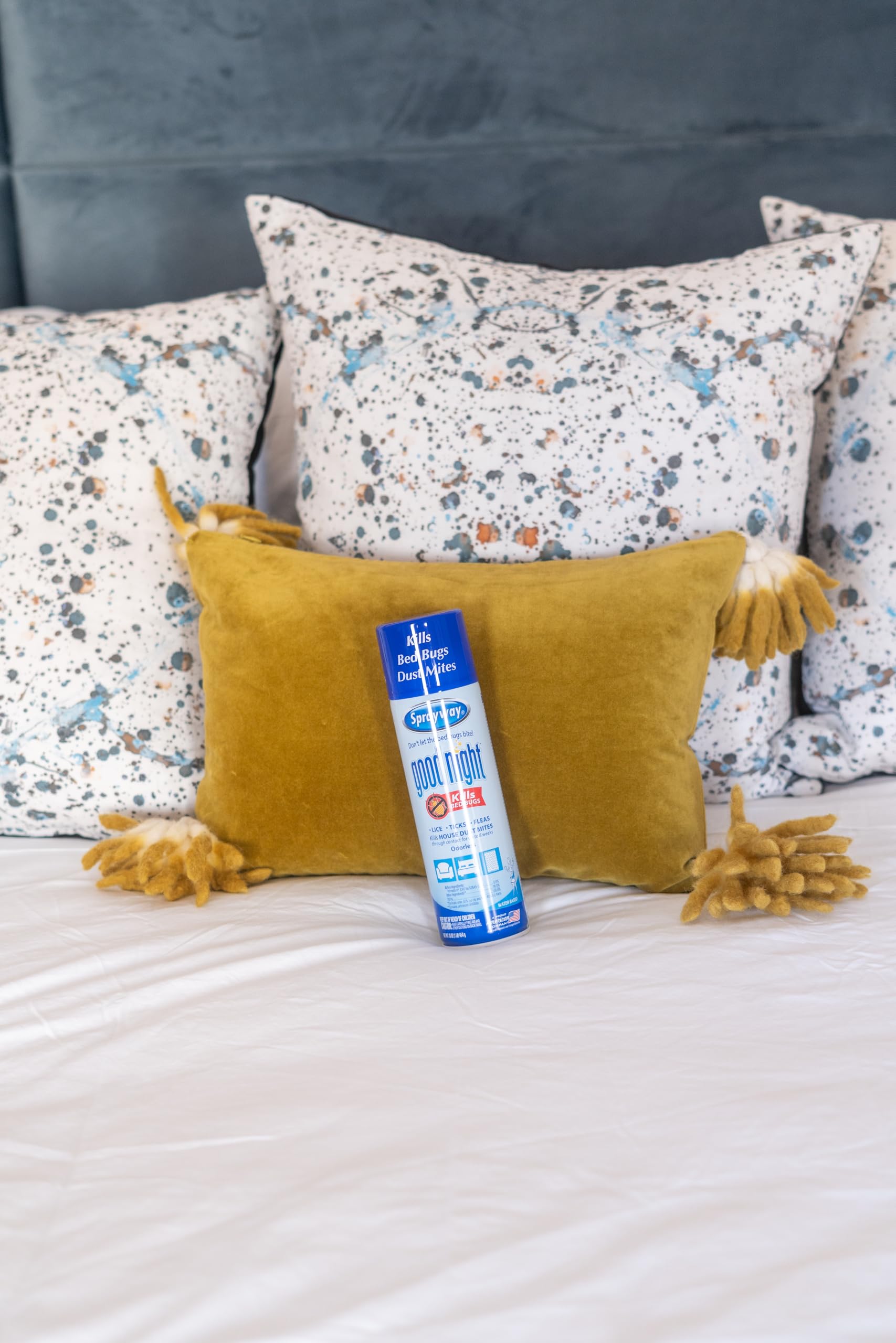 Hotel room scene with Sprayway Good Night for portable protection.