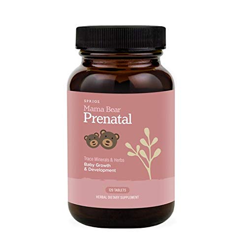 Closeup of Sprigs Mama Bear Prenatal capsules highlighting clean, filler-free formula