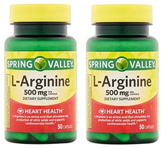 Spring Valley L-Arginine bottle with capsules visual supports daily blood flow