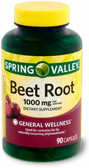 Spring Valley Beet Root 1000 mg bottle for daily supplementation and convenient wellness.