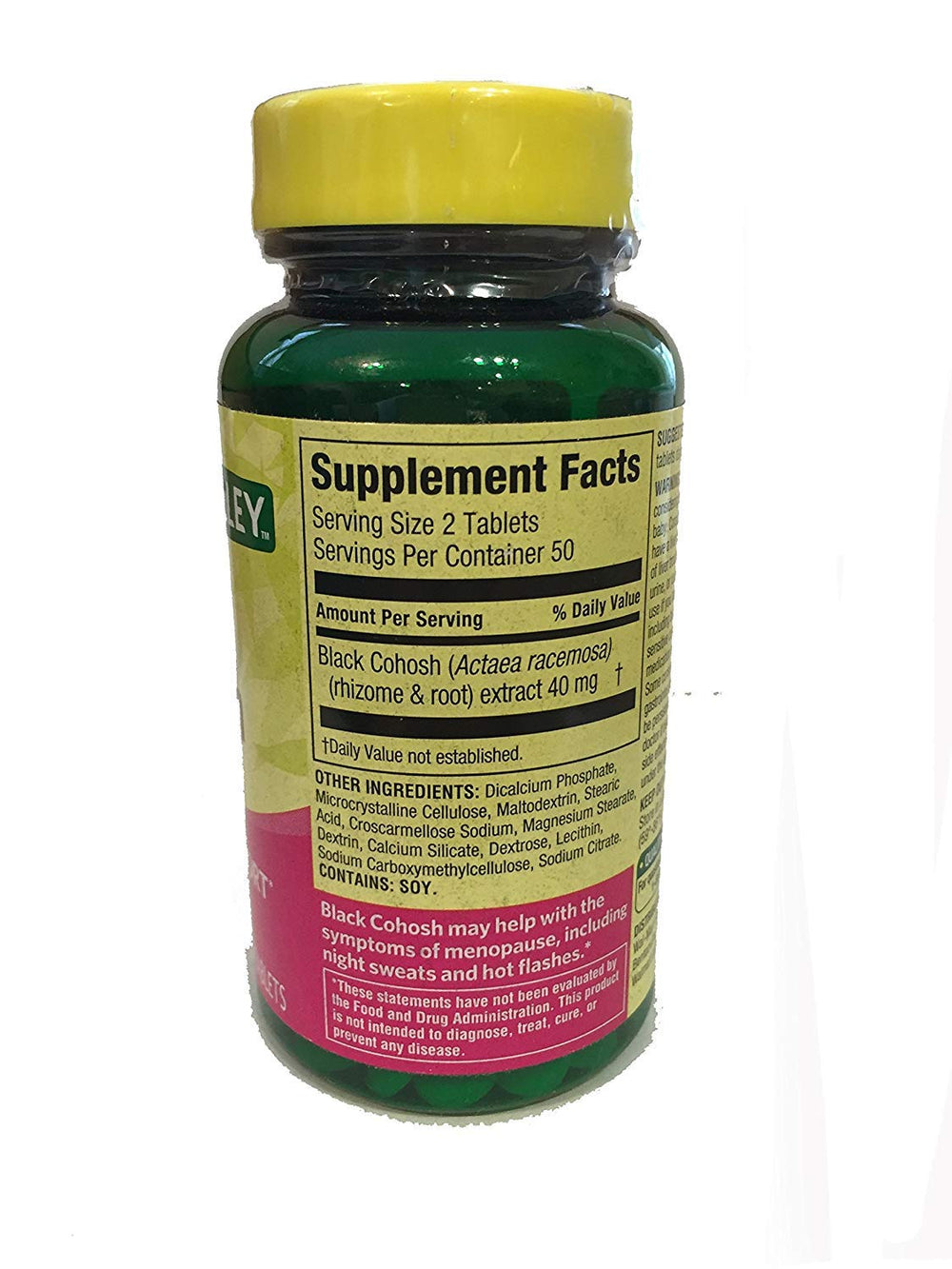 Spring Valley Black Cohosh box and bottle shown for daily use