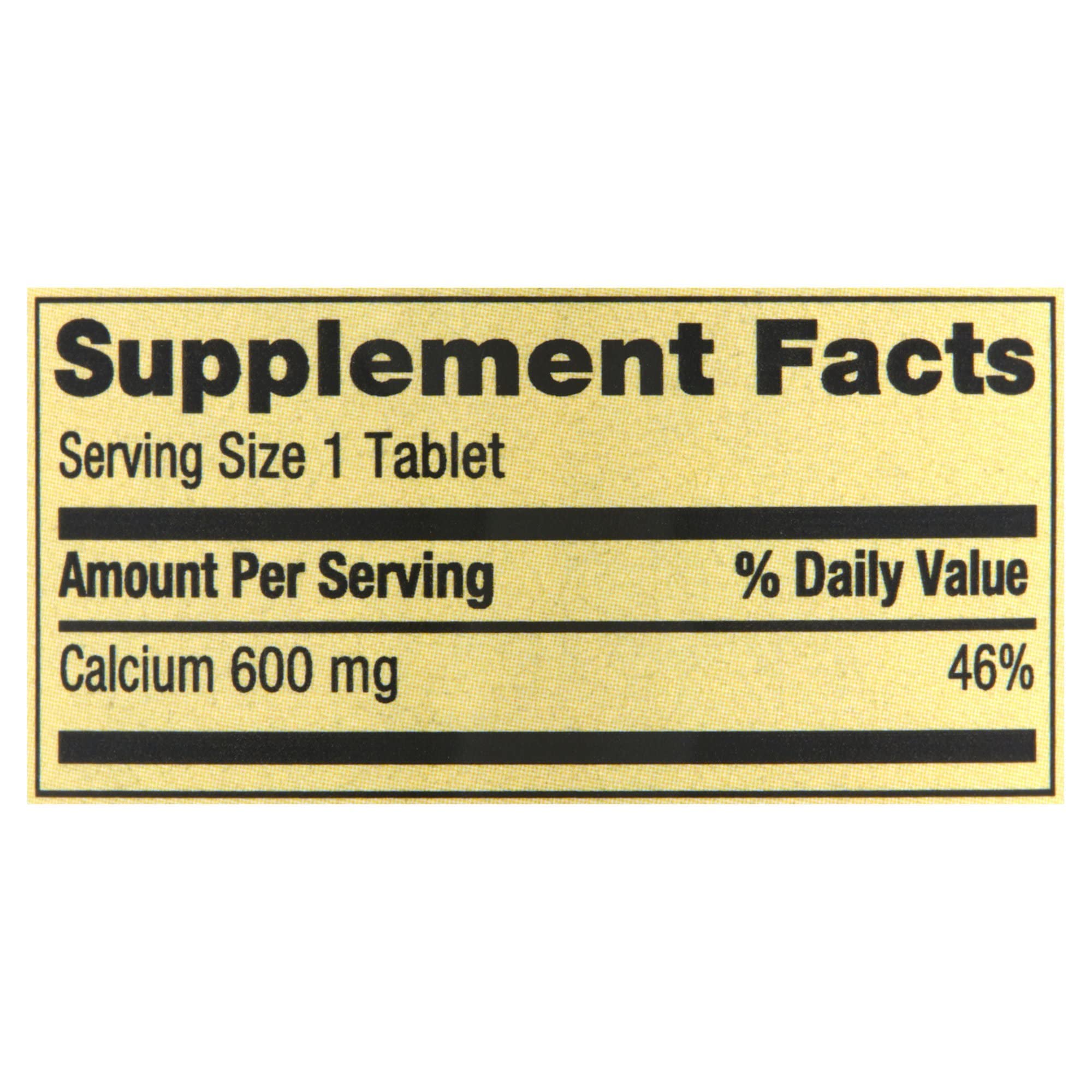 Spring Valley Calcium 600mg packaging label detail
