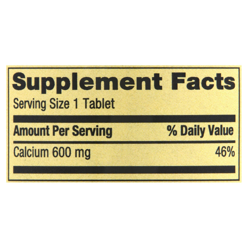 Spring Valley Calcium 600mg packaging label detail