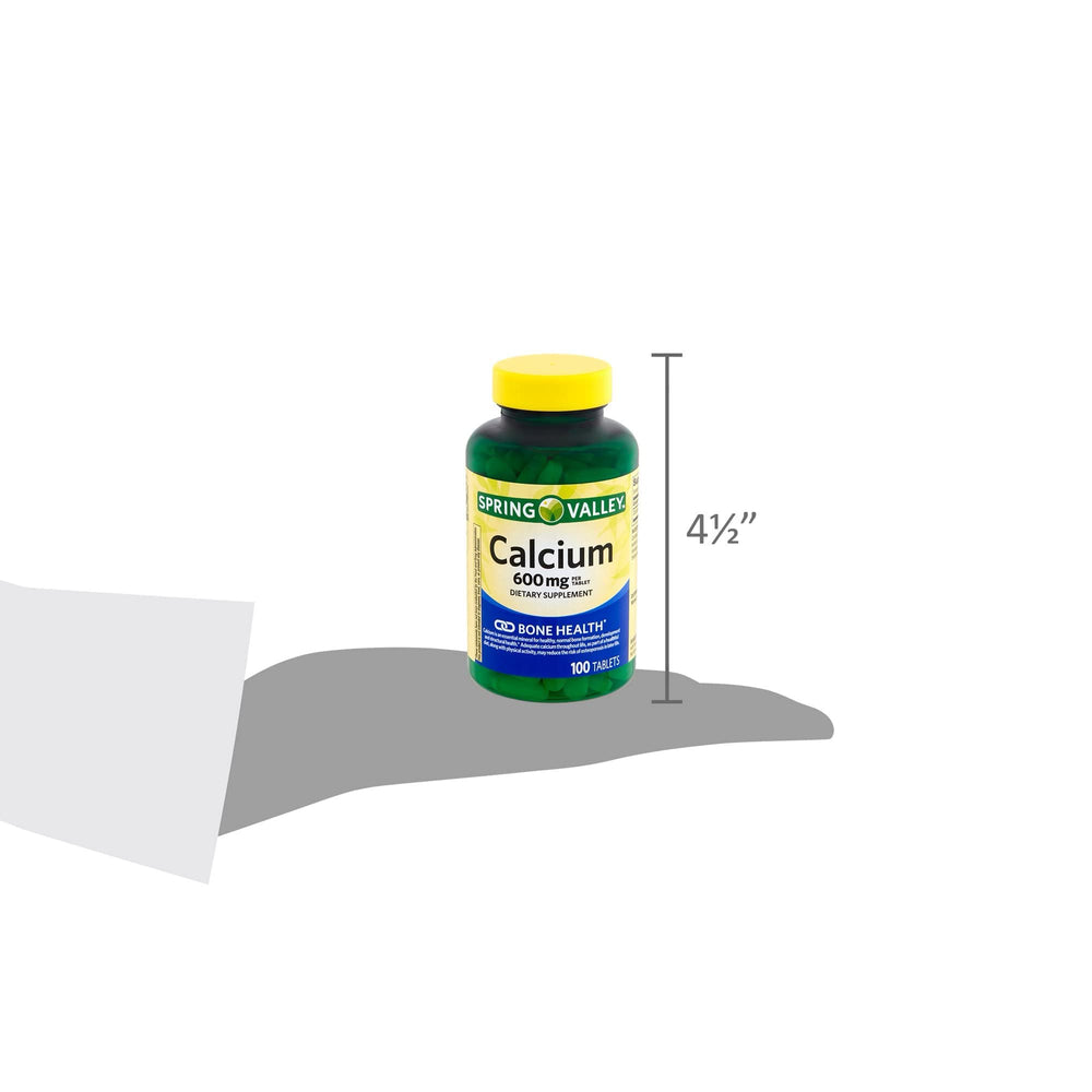 Spring Valley Calcium 600mg usage instructions card details